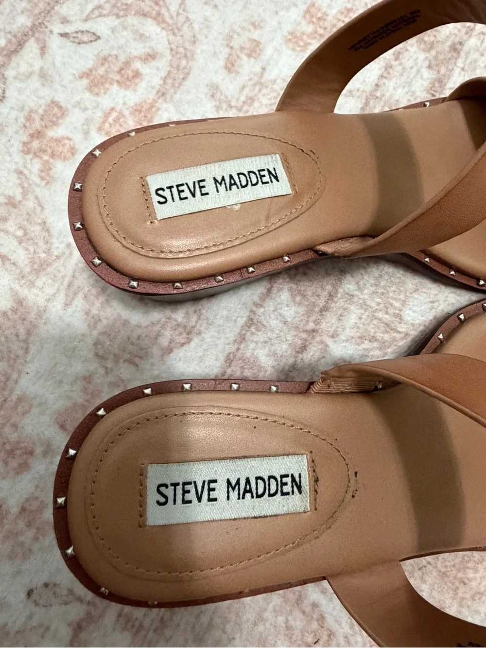 Steve Madden Tan Studded Double Strap Slide Sandals Women’s Size 9.5 - Picture 5 of 7